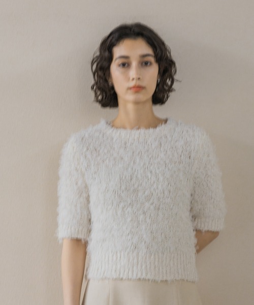A part by（アパートバイ）の「テープフェザープルオーバー_半袖（ニット/セーター・レディース・ブラック/アイボリー・FREE）」の17枚目の写真