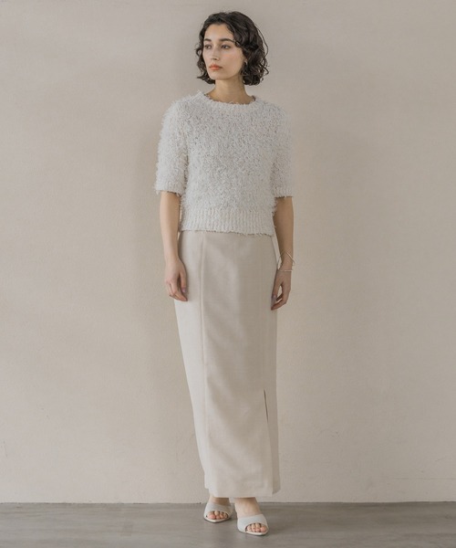 A part by（アパートバイ）の「テープフェザープルオーバー_半袖（ニット/セーター・レディース・ブラック/アイボリー・FREE）」の18枚目の写真