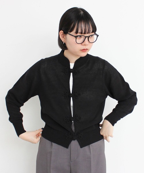 I am I in fact...(アイアムアイインファクト)の「C/Ny 華釦 カーディガン 2024(カーディガン/ボレロ・レディース・ベージュ/ブラック・FREE)」の10枚目の写真