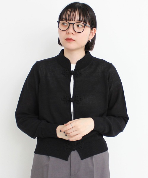 I am I in fact...(アイアムアイインファクト)の「C/Ny 華釦 カーディガン 2024(カーディガン/ボレロ・レディース・ベージュ/ブラック・FREE)」の8枚目の写真