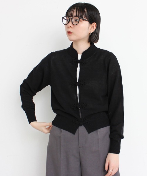 I am I in fact...(アイアムアイインファクト)の「C/Ny 華釦 カーディガン 2024(カーディガン/ボレロ・レディース・ベージュ/ブラック・FREE)」の15枚目の写真