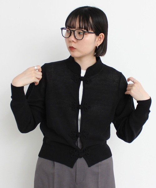 I am I in fact...(アイアムアイインファクト)の「C/Ny 華釦 カーディガン 2024(カーディガン/ボレロ・レディース・ベージュ/ブラック・FREE)」の11枚目の写真