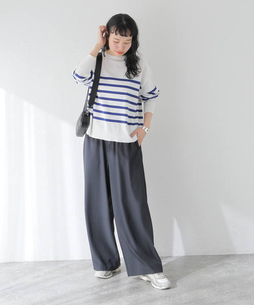 JOURNAL STANDARD（ジャーナルスタンダード）の「クリアヤーンボートネックプルオーバー（ニット/セーター・レディース・ベージュ/ブラック/ブルー・FREE）」の13枚目の写真