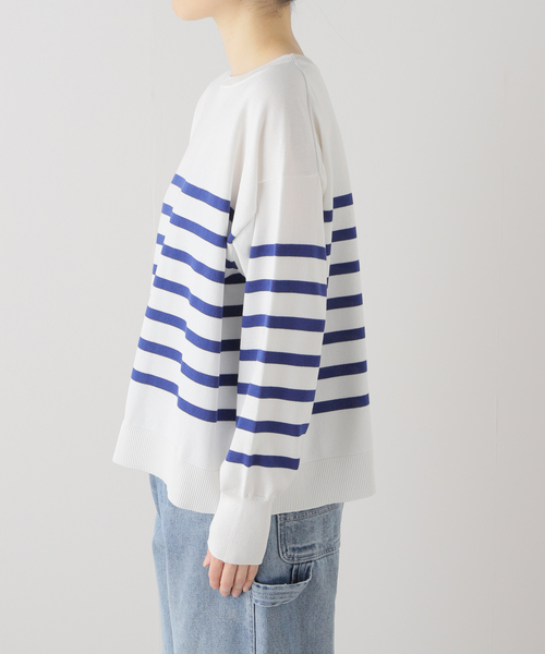 JOURNAL STANDARD（ジャーナルスタンダード）の「クリアヤーンボートネックプルオーバー（ニット/セーター・レディース・ベージュ/ブラック/ブルー・FREE）」の18枚目の写真