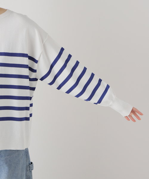 JOURNAL STANDARD（ジャーナルスタンダード）の「クリアヤーンボートネックプルオーバー（ニット/セーター・レディース・ベージュ/ブラック/ブルー・FREE）」の22枚目の写真