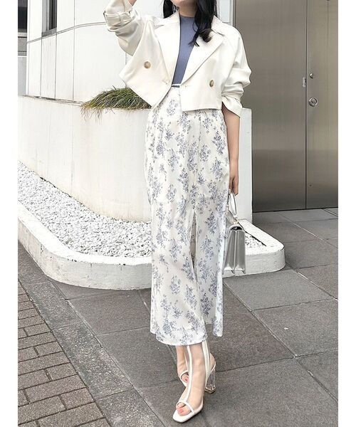 MERCURYDUO（マーキュリーデュオ）の「異素材フレアスリーブ切替ニット（ニット/セーター・レディース・オフホワイト/ブルー/チャコールグレー・FREE）」の16枚目の写真