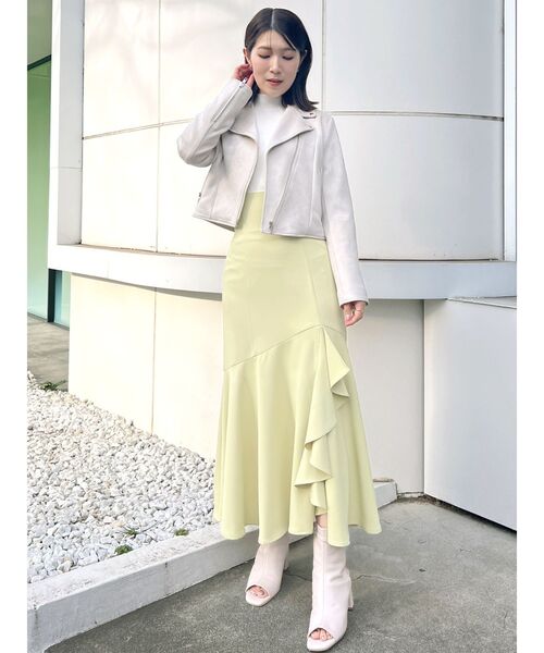 MERCURYDUO（マーキュリーデュオ）の「異素材フレアスリーブ切替ニット（ニット/セーター・レディース・オフホワイト/ブルー/チャコールグレー・FREE）」の17枚目の写真