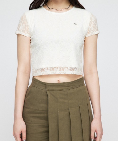LAGUA GEM（ラグアジェム）の「FLOR LACE Tシャツ（Tシャツ/カットソー・レディース・ホワイト/ブラック/カーキ・FREE）」の5枚目の写真