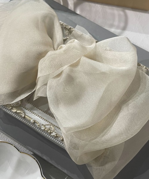 SHEPP（シープ）の「ビッグシフォンリボンヘアクリップ（バレッタ/ヘアクリップ・レディース・グレー/ブラック/アイボリー/ホワイト/ピンク・FREE）」の20枚目の写真