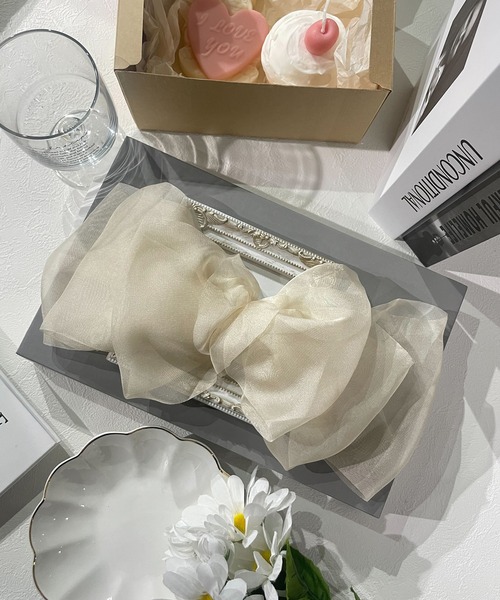 SHEPP（シープ）の「ビッグシフォンリボンヘアクリップ（バレッタ/ヘアクリップ・レディース・グレー/ブラック/アイボリー/ホワイト/ピンク・FREE）」の18枚目の写真