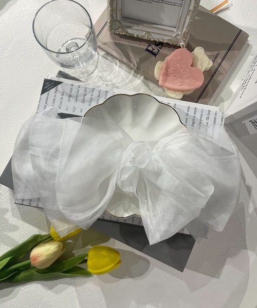 SHEPP（シープ）の「ビッグシフォンリボンヘアクリップ（バレッタ/ヘアクリップ・レディース・グレー/ブラック/アイボリー/ホワイト/ピンク・FREE）」の21枚目の写真