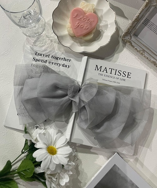 SHEPP（シープ）の「ビッグシフォンリボンヘアクリップ（バレッタ/ヘアクリップ・レディース・グレー/ブラック/アイボリー/ホワイト/ピンク・FREE）」の15枚目の写真