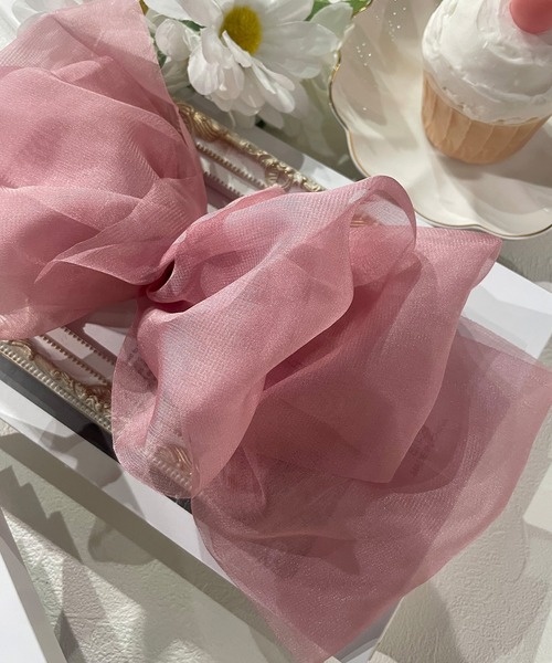 SHEPP（シープ）の「ビッグシフォンリボンヘアクリップ（バレッタ/ヘアクリップ・レディース・グレー/ブラック/アイボリー/ホワイト/ピンク・FREE）」の11枚目の写真