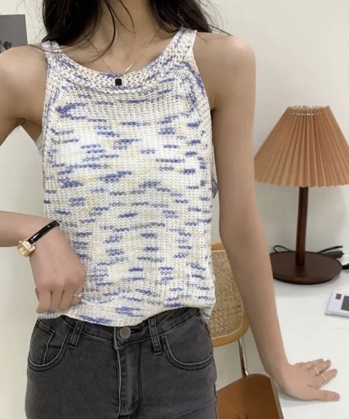 ammy.(エイミードット)の「【 ammy. / エイミードット 】 ミックスニット クロップド アメスリ タンクトップ / キャミソール(タンクトップ・レディース・ホワイト系/マルチ/グリーン系/ピンク系/ピンク系1・FREE)」の12枚目の写真