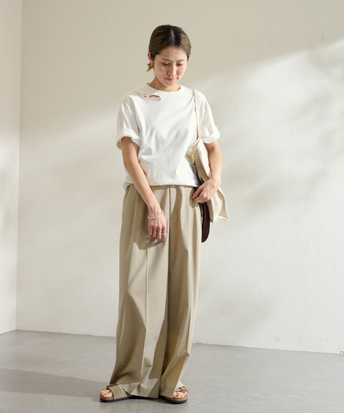 新品タグ付き 24SS フレームワーク エイジング ダメージ Tシャツ 白 FRAMeWORK（フレームワーク）の「【OUT OF FRAMe】エイジング