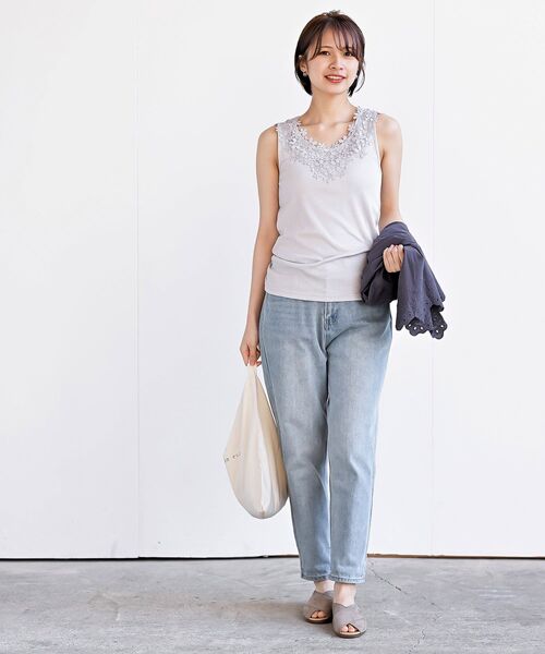 rps（アールピーエス）の「フラワーモチーフレースタンクトップ（タンクトップ・レディース・ブラック/グレイッシュベージュ/オフホワイト・M/L）」の15枚目の写真