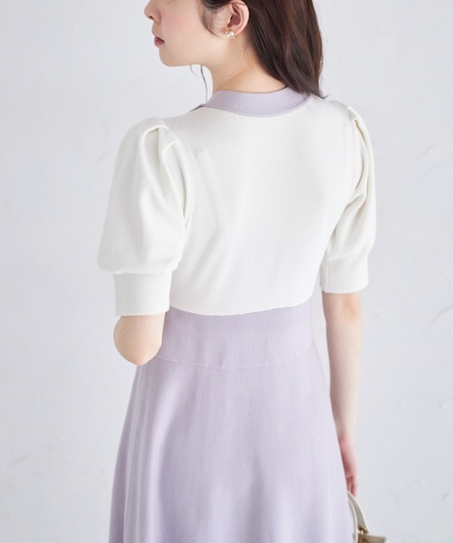 tocco 新品　サイドボウタイリボン配色ニットワンピース サイドボウタイリボン配色ニットワンピース