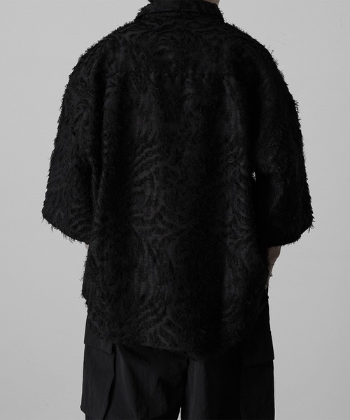 セール】【RUUBON】fringe jacquard half sleeve shirt