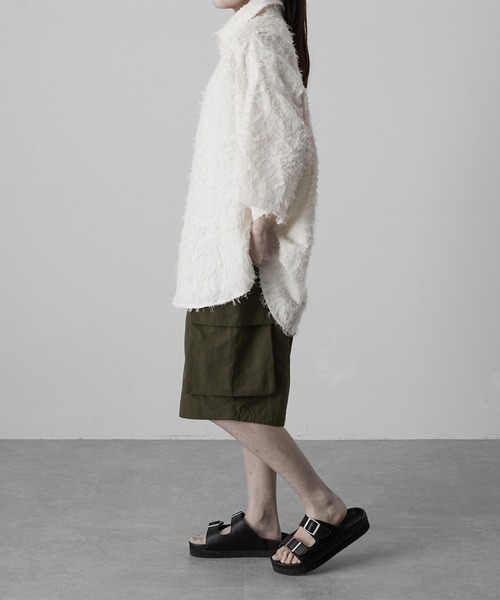 RUUBON】fringe jacquard half sleeve shirt / フリンジ