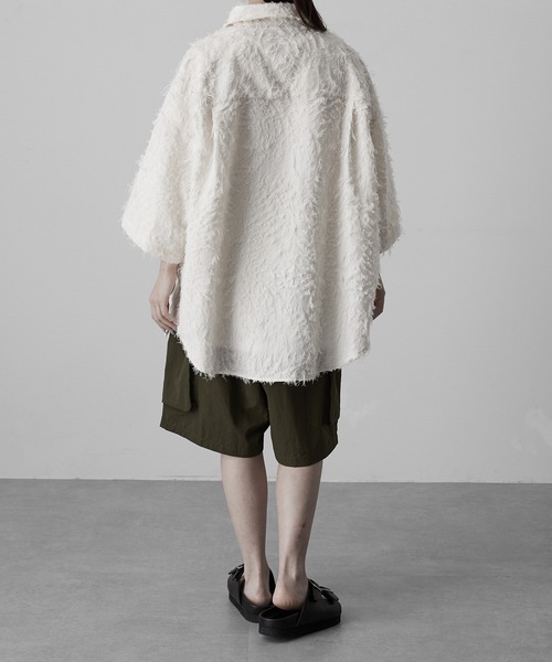 RUUBON（ルーボン）の「【RUUBON】fringe jacquard half sleeve shirt / フリンジジャガードハーフスリーブシャツ（シャツ/ブラウス・メンズ・ホワイト/ブラック・L/M/S）」の11枚目の写真