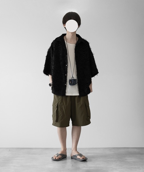 RUUBON（ルーボン）の「【RUUBON】fringe jacquard half sleeve shirt / フリンジジャガードハーフスリーブシャツ（シャツ/ブラウス・メンズ・ホワイト/ブラック・L/M/S）」の16枚目の写真