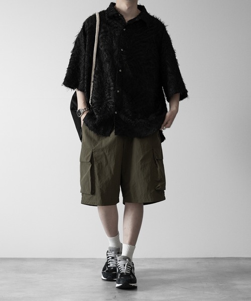 RUUBON（ルーボン）の「【RUUBON】fringe jacquard half sleeve shirt / フリンジジャガードハーフスリーブシャツ（シャツ/ブラウス・メンズ・ホワイト/ブラック・L/M/S）」の18枚目の写真