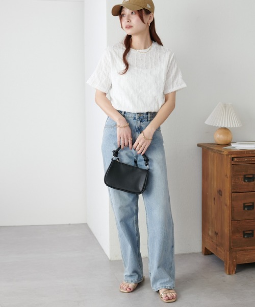 DISCOAT(ディスコート)の「【WEB限定】ジャガード半袖T(Tシャツ/カットソー・レディース・アイボリー/ブラック/グリーン系その他2/ホワイト・MEDIUM)」の11枚目の写真