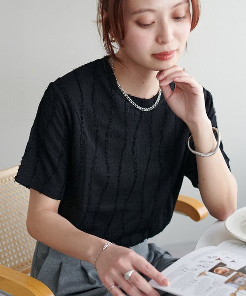 WEB限定】ジャガード半袖T（Tシャツ/カットソー）｜DISCOAT（ディス