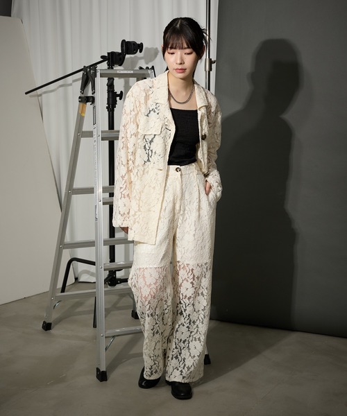 Ellno de Mavie(エルノデメヴィ)の「レースシャツ/SET UP対応(シャツ/ブラウス・レディース・アイボリー/ブラック・FREE)」の10枚目の写真