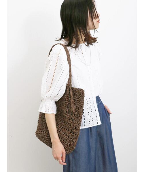 Samansa Mos2 blue（サマンサモスモスブルー）の「前後2wayカットワークレースブラウス（シャツ/ブラウス・レディース・グリーン/オフホワイト/ブラック・F）」の9枚目の写真