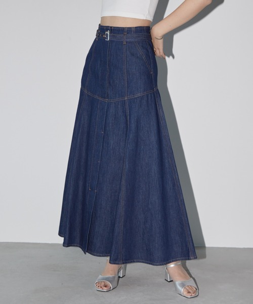 ダークブルー デニム タイトスカート ベルト付き C&S Jeans ダークブルー タイトスカート ベルト付き y2k 平成
