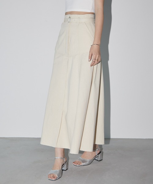 Aunt Marie's（アントマリーズ）の「ベルト付きヨークフレアデニムスカート（デニムスカート・レディース・インディゴブルー/キナリ/ブラック・マルチサイズ）」の7枚目の写真