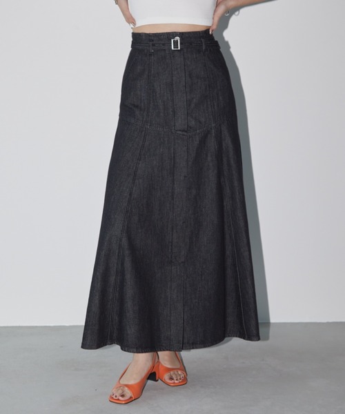 Aunt Marie's（アントマリーズ）の「ベルト付きヨークフレアデニムスカート（デニムスカート・レディース・インディゴブルー/キナリ/ブラック・マルチサイズ）」の13枚目の写真