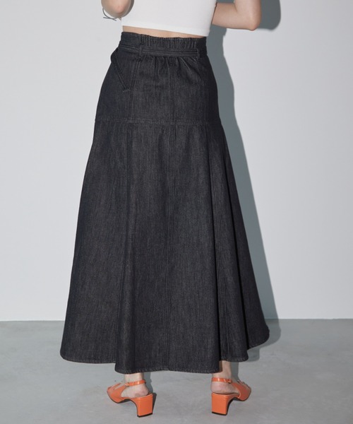 Aunt Marie's（アントマリーズ）の「ベルト付きヨークフレアデニムスカート（デニムスカート・レディース・インディゴブルー/キナリ/ブラック・マルチサイズ）」の15枚目の写真