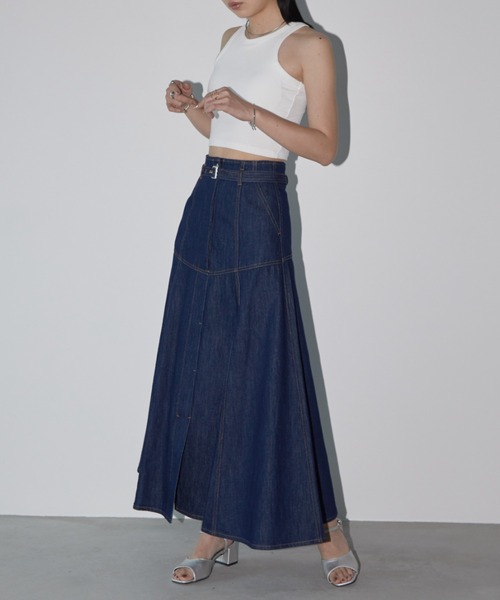 Aunt Marie's（アントマリーズ）の「ベルト付きヨークフレアデニムスカート（デニムスカート・レディース・インディゴブルー/キナリ/ブラック・マルチサイズ）」の20枚目の写真