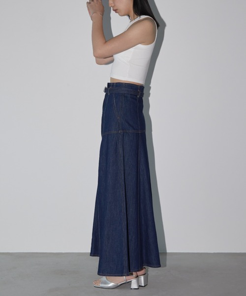 Aunt Marie's（アントマリーズ）の「ベルト付きヨークフレアデニムスカート（デニムスカート・レディース・インディゴブルー/キナリ/ブラック・マルチサイズ）」の21枚目の写真