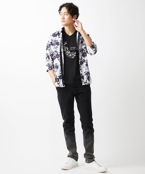 MK MICHEL KLEIN HOMME （エムケーミッシェルクランオム）の「モノトーンフラワーシャツ（シャツ/ブラウス・メンズ・ホワイト/ブラック・48/46/51）」の3枚目の写真
