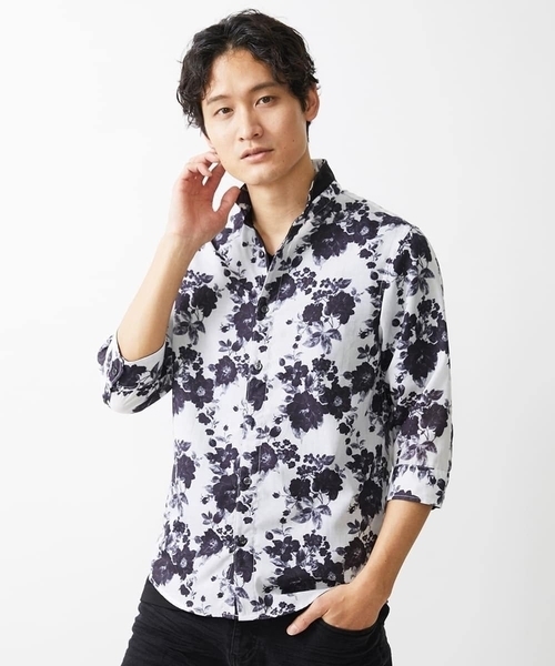 MK MICHEL KLEIN HOMME （エムケーミッシェルクランオム）の「モノトーンフラワーシャツ（シャツ/ブラウス・メンズ・ホワイト/ブラック・48/46/51）」の4枚目の写真