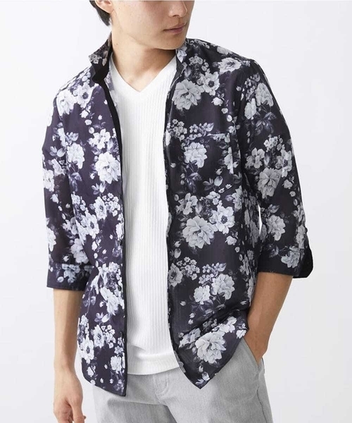 MK MICHEL KLEIN HOMME （エムケーミッシェルクランオム）の「モノトーンフラワーシャツ（シャツ/ブラウス・メンズ・ホワイト/ブラック・48/46/51）」の9枚目の写真