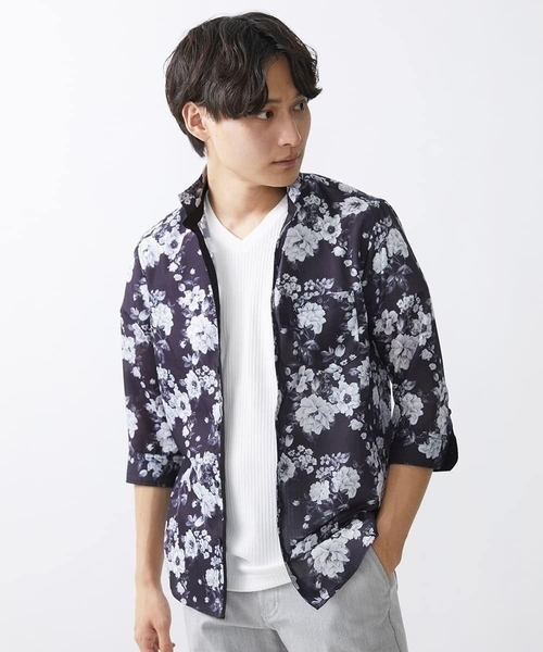 MK MICHEL KLEIN HOMME （エムケーミッシェルクランオム）の「モノトーンフラワーシャツ（シャツ/ブラウス・メンズ・ホワイト/ブラック・48/46/51）」の12枚目の写真