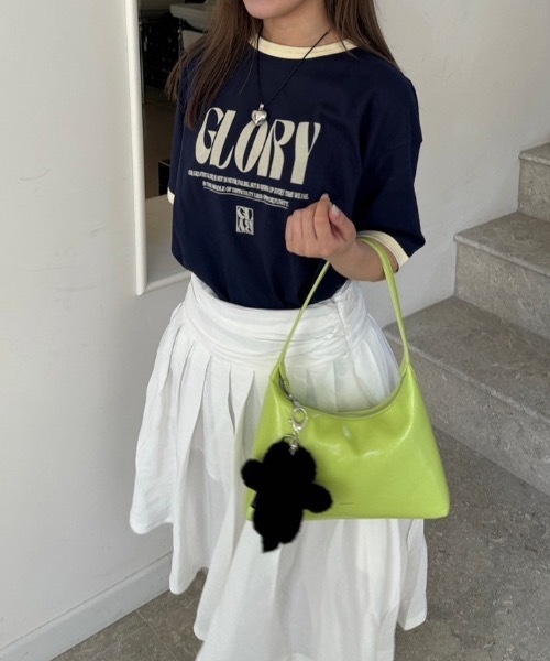 nemne store（ネンネストア）の「【サイズアソート(クロップドサイズ有り)】アソートリンガーTシャツ（Tシャツ/カットソー・レディース・ホワイト系3/オートミール/ホワイト系2/ホワイト系/イエロー/レッド/ライトブルー/ネイビー系2/ネイビー系・MEDIUM/LARGE/SMALL）」の7枚目の写真