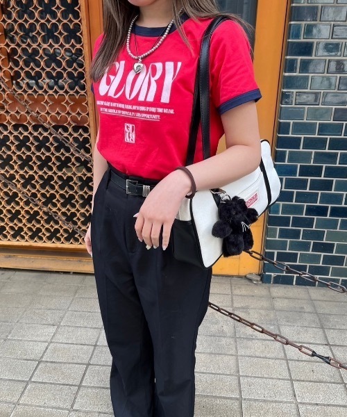 nemne store（ネンネストア）の「【サイズアソート(クロップドサイズ有り)】アソートリンガーTシャツ（Tシャツ/カットソー・レディース・ホワイト系3/オートミール/ホワイト系2/ホワイト系/イエロー/レッド/ライトブルー/ネイビー系2/ネイビー系・MEDIUM/LARGE/SMALL）」の9枚目の写真