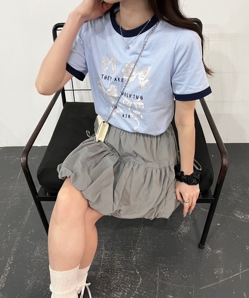 nemne store（ネンネストア）の「【サイズアソート(クロップドサイズ有り)】アソートリンガーTシャツ（Tシャツ/カットソー・レディース・ホワイト系3/オートミール/ホワイト系2/ホワイト系/イエロー/レッド/ライトブルー/ネイビー系2/ネイビー系・MEDIUM/LARGE/SMALL）」の5枚目の写真