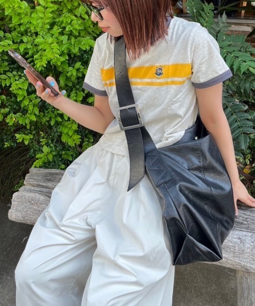 nemne store（ネンネストア）の「【サイズアソート(クロップドサイズ有り)】アソートリンガーTシャツ（Tシャツ/カットソー・レディース・ホワイト系3/オートミール/ホワイト系2/ホワイト系/イエロー/レッド/ライトブルー/ネイビー系2/ネイビー系・MEDIUM/LARGE/SMALL）」の19枚目の写真