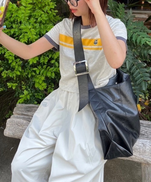 nemne store（ネンネストア）の「【サイズアソート(クロップドサイズ有り)】アソートリンガーTシャツ（Tシャツ/カットソー・レディース・ホワイト系3/オートミール/ホワイト系2/ホワイト系/イエロー/レッド/ライトブルー/ネイビー系2/ネイビー系・MEDIUM/LARGE/SMALL）」の20枚目の写真