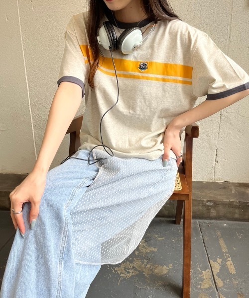 nemne store（ネンネストア）の「【サイズアソート(クロップドサイズ有り)】アソートリンガーTシャツ（Tシャツ/カットソー・レディース・ホワイト系3/オートミール/ホワイト系2/ホワイト系/イエロー/レッド/ライトブルー/ネイビー系2/ネイビー系・MEDIUM/LARGE/SMALL）」の22枚目の写真