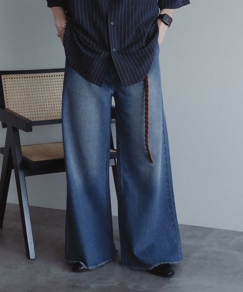 epnok(エプノック)の「フリンジワイドフレアデニムパンツ(デニムパンツ・メンズ・ブラック/インディゴブルー・SMALL/MEDIUM/LARGE)」の2枚目の写真