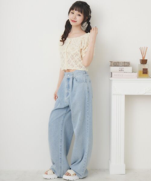 ems excite（エムズエキサイト）の「３DレースCTカーデ（Tシャツ/カットソー・レディース・ピンク/ブルー/ナチュラル・FREE）」の4枚目の写真