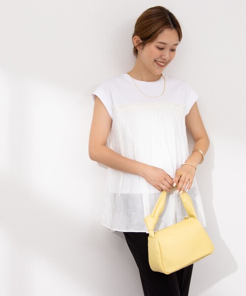 NOLLEY’S（ノーリーズ）の「割繊コンビプルオーバーカットソー（Tシャツ/カットソー・レディース・ベージュ/ベビーピンク/ネイビー/ホワイト・38）」の7枚目の写真