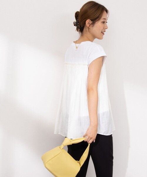 NOLLEY’S（ノーリーズ）の「割繊コンビプルオーバーカットソー（Tシャツ/カットソー・レディース・ベージュ/ベビーピンク/ネイビー/ホワイト・38）」の8枚目の写真